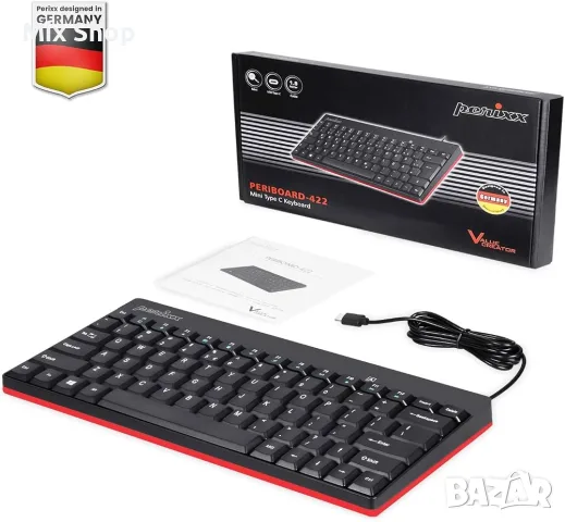 Нова Жична мини клавиатура Perixx PERIBOARD-422 с USB-C и конектор USB Type-C