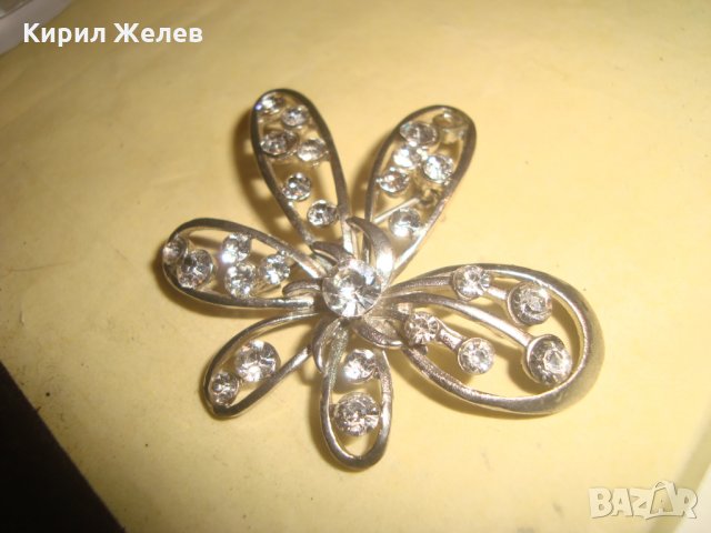 ПОСРЕБРЕНА АРТ НУВО БРОШКА ЦВЕТЕ с ФАСЕТИРАНИ ИСКРЯЩИ ЦИРКОНИ 23770, снимка 5 - Други - 33846790