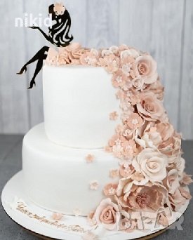 Дама момиче лейди пусната коса черен акрил топер украса декор за торта рожден ден моминско парти, снимка 2 - Други - 41531467