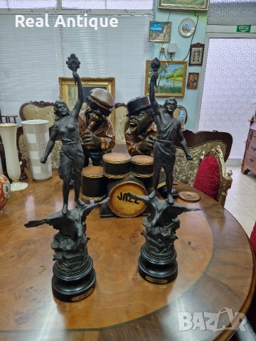 Чифт страхотни антикварни френски фигури статуетки , снимка 3 - Антикварни и старинни предмети - 53416153
