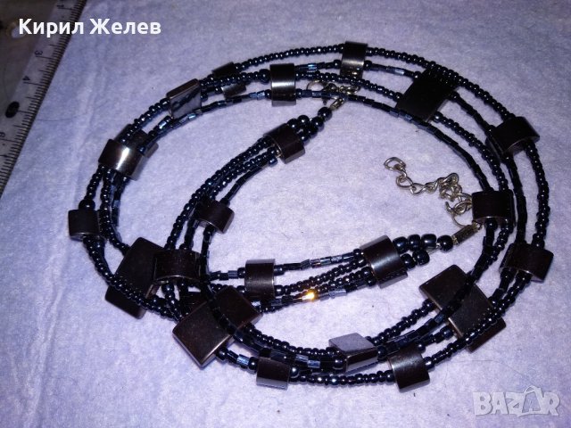 ШИКОЗНА ХЕНД - МЕЙД ВЕЧЕРНА АРТ ОГЪРЛИЦА от ПОЛИРАН ПОЛУСКЪПОЦЕНЕН КАМЪК МАГНЕТИТ и МЪНИСТА 26551, снимка 5 - Колиета, медальони, синджири - 41753400