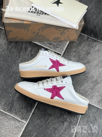 Golden Goose Дамски Бели Маратонки С Цикламена Звезда Естествена кожа👟Дамски Спортни Обувки КодE646, снимка 4 - Маратонки - 51002016