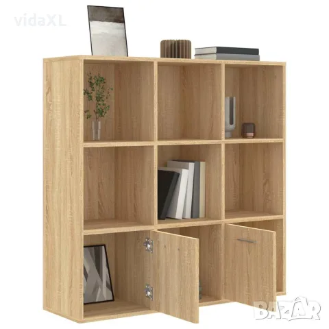 vidaXL Шкаф библиотека, дъб сонома, 98x30x98 см, инженерно дърво, снимка 5 - Етажерки - 56147714