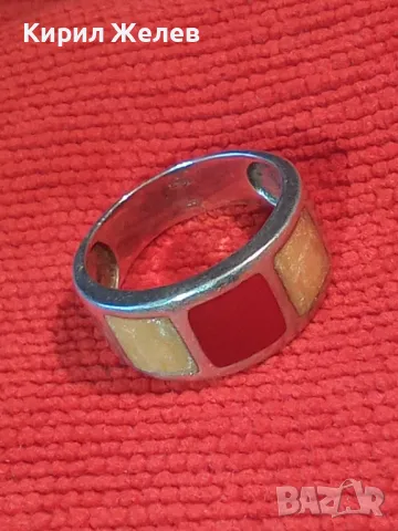 МАРКОВ ВИНТИДЖ АРТ СРЕБЪРЕН ПРЪСТЕН СРЕБРО 925 A1 с ДВЕ МАРКИРОВКИ и ЦВЕТЕН ЕМАЙЛ РЪЧНА РАБОТА 49935, снимка 16 - Пръстени - 49981847