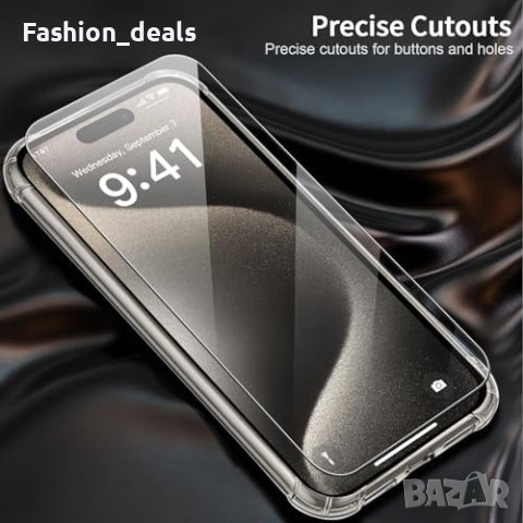 Нов Айфон iPhone 15 Pro Калъф + 2 Защитни Стъкла Удароустойчив Кристална Прозрачност, снимка 3 - Калъфи, кейсове - 42686424