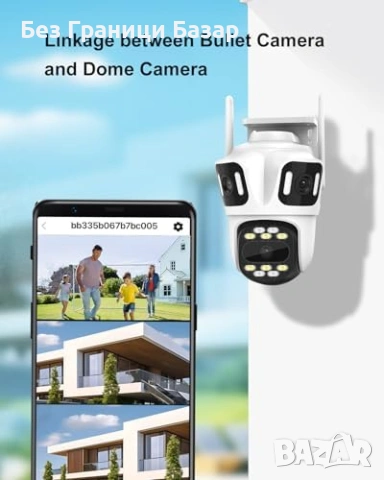 Нова 9MP WiFi външна камера 360° три обектива AI цветно нощно виждане, снимка 3 - Други - 53155646