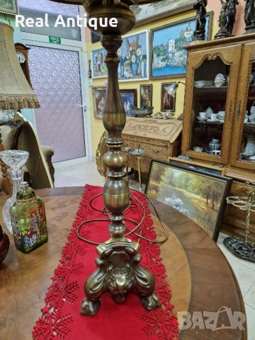 Уникална огромна антикварна белгийска бронзова нощна лампа , снимка 5 - Антикварни и старинни предмети - 41957205