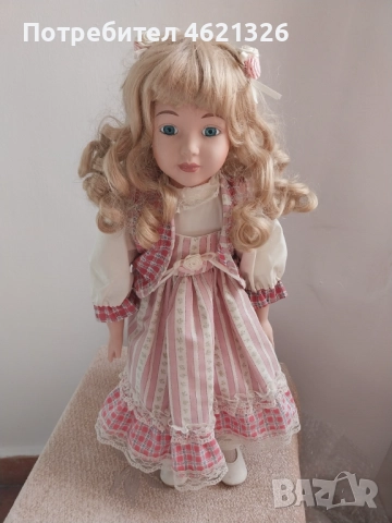 Винтидж порцеланова кукла като ново, ръчна изработка колекционерска, снимка 6 - Декорация за дома - 52155616