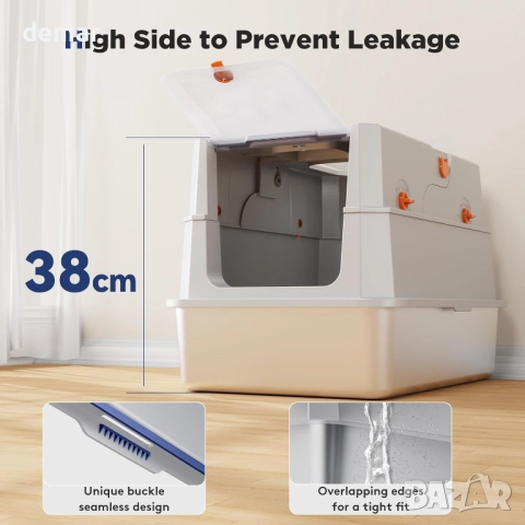 MIXJOY котешка тоалетна от неръждаема стомана с капак, XXL, сребриста, снимка 4 - За котки - 52672944