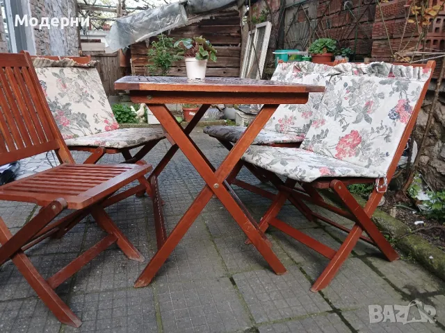 Дървена маса и 4 стола , снимка 4 - Градински мебели, декорация  - 49934812