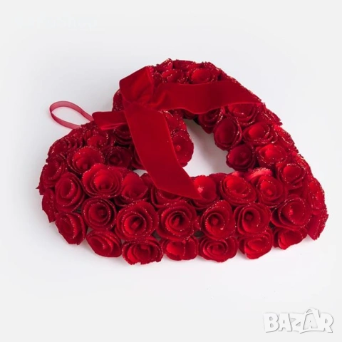 Сърце от рози - 30 см. - романтичен подарък за св. Валентин или 8 март, снимка 3 - Декорация за дома - 53306341