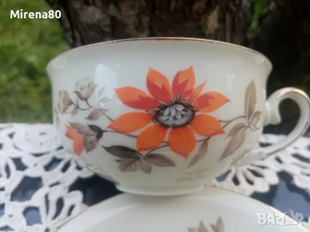 Немски антикварен сет за чай, снимка 2 - Чаши - 50403756