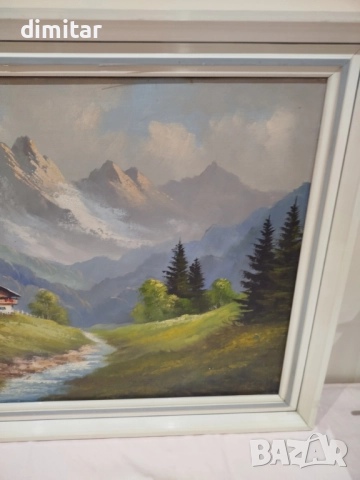 Картина пийзаж върху платно с подпис, снимка 6 - Картини - 51676658