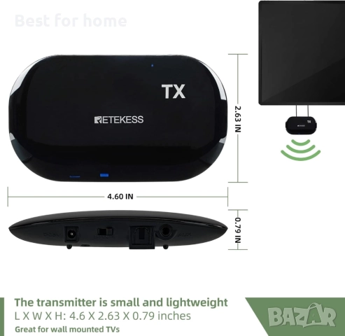 2-канални безжични телевизионни слушалки  с предавател Retekess TA005, снимка 4 - Слушалки и портативни колонки - 51808971