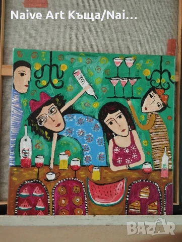 Картина платно маслени акрилни бои размер 42 /42, снимка 3 - Картини - 51015338