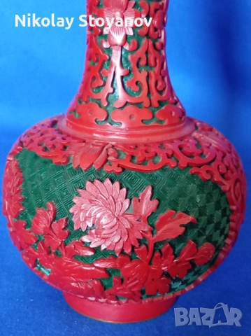 Китайска ваза от Цинобър, снимка 2 - Антикварни и старинни предмети - 53117852