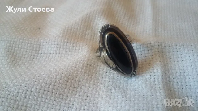 Сребърен пръстен с оникс, снимка 4 - Пръстени - 56238037