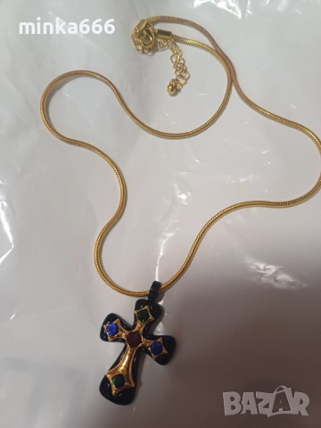 Позлатени колие с кръст 14к, снимка 5 - Колиета, медальони, синджири - 51545353