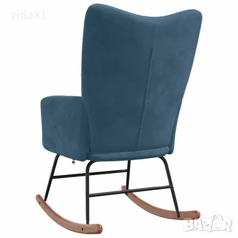 vidaXL Люлеещ стол, син, кадифе, снимка 5 - Столове - 56146949