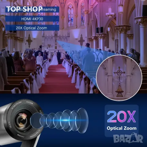 Chameye 4K PTZ камера,20x оптично увеличение,USB3.0/HDMI/LAN/PoE, C420, снимка 2 - Камери - 49457637