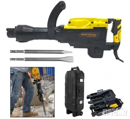 Професионален Къртач Kraft Royal, трошач, ударен, жълт, SDS, 220VAC, 3800W, к-т, снимка 4 - Други инструменти - 50651333
