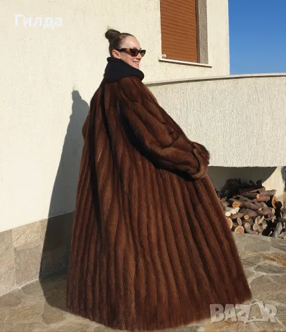 Saga Mink дълго палто манто норка визон L, снимка 9 - Палта, манта - 56002369