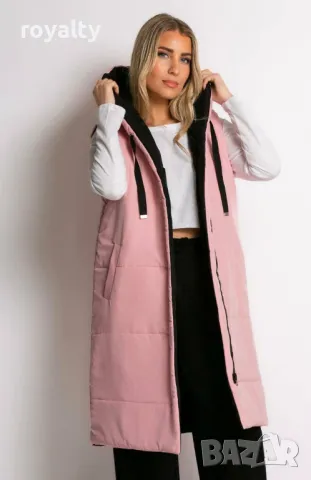 Дълъг двулицев дамски елек със силиконова вата Различни цветове , снимка 5 - Елеци - 49269385