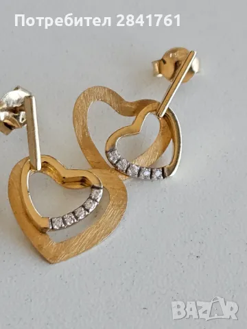 Златни обеци злато 14К проба 585, снимка 5 - Обеци - 49368743