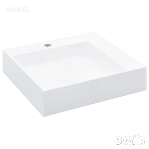vidaXL Мивка, 50x50x12 см, минерална/мраморна отливка, бяла