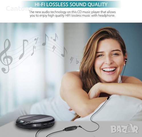Gueray портативен CD плейър HiFi Classic Personal CD Discman със слушалки, защита срещу прескачане, , снимка 6 - Радиокасетофони, транзистори - 36128306