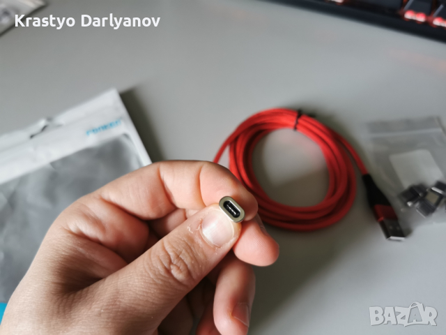 Магнитен USB Кабел за зареждане USB-A към USB-C + 7 магнитни накрайника, снимка 2 - Резервни части за телефони - 44612523