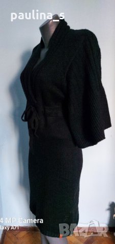 Ефектна черна рокля тип туника с прилеп ръкав "Object" / вълна / унисайз, снимка 4 - Рокли - 16790475