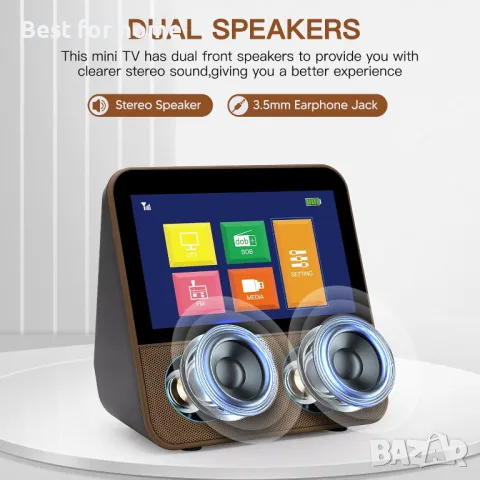 Преносим телевизор- мултимедия HassoKon, DVB-T2 , DAB+, FM, USB мултимедийно, акумулатор, снимка 4 - Телевизори - 50172964