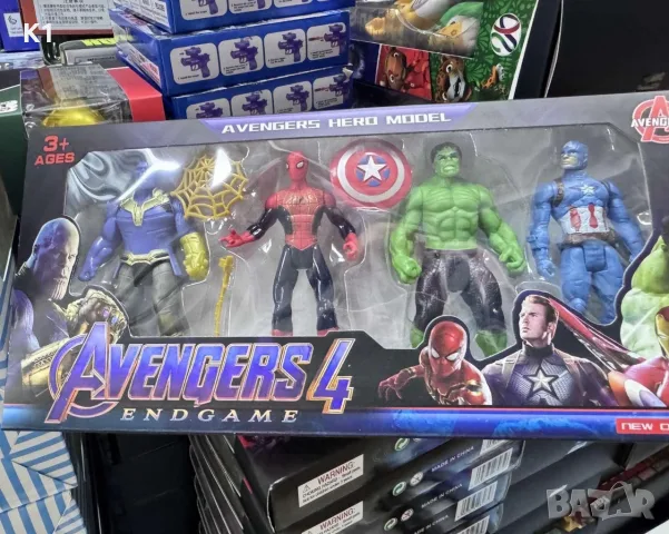 Комплект 4 фигурки Avengers Отмъстителите, Спайдърмен/Хълк/Капитан Америка 