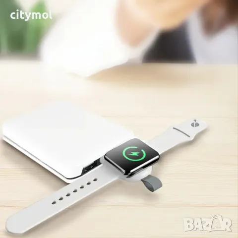Преносимо безжично зарядно за Apple iWatch Series 9 8 7 6 5 4 3 2 1 SE, бяло, снимка 6 - Смарт гривни - 48371914