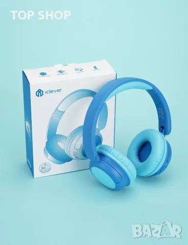 Безжични детски слушалки с микрофон iClever BTH22 Bluetooth 5.4, 74/85 dBA, сини