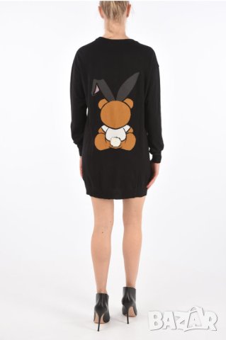 Дамска плетена туника-рокля Moschino в черно с мече Playboy, снимка 3 - Туники - 42447306