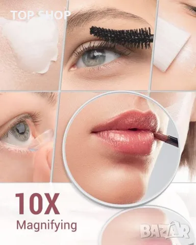 Easehold LED козметично огледало 10X увеличително акумулаторно огледало за грим със светлини, снимка 2 - Комплекти и лотове - 48830208