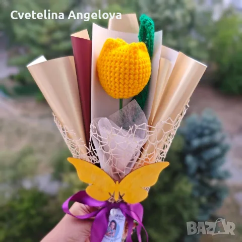 Вечни букети от плетени лалета , снимка 17 - Изкуствени цветя - 55871513