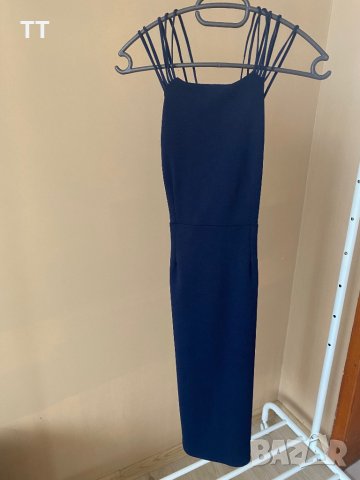 Дамска синя рокля с интересен гръб М размер, снимка 1 - Рокли - 41424332