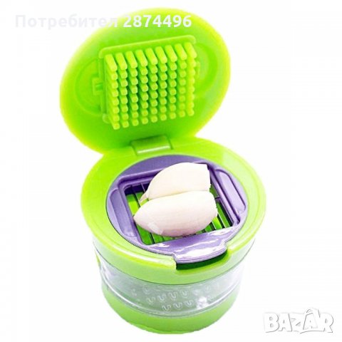РЕЗАЧКА ЗА ЧЕСЪН С КОНТЕЙНЕР И 2 ПРИСТАВКИ Garlic Chopper, снимка 5 - Аксесоари за кухня - 34597938
