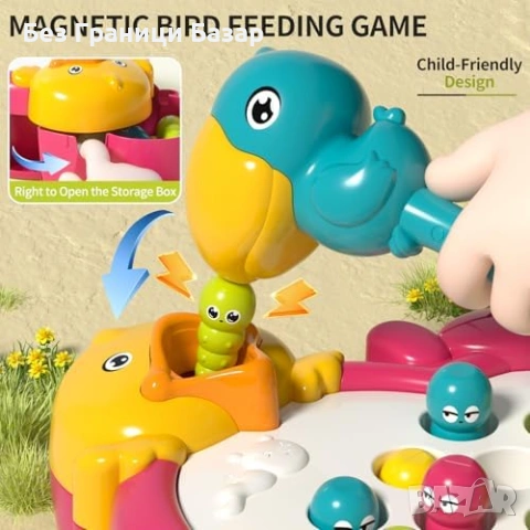 Нова сензорна Образователна магнитна игра с кълвач и червейчета за 2-4 г, снимка 3 - Образователни игри - 53841582