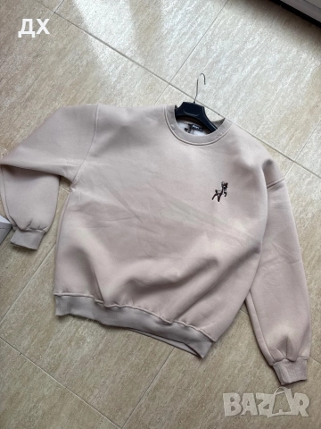 Ватирана блузка с бродерия и шалче, снимка 2 - Блузи с дълъг ръкав и пуловери - 52498111