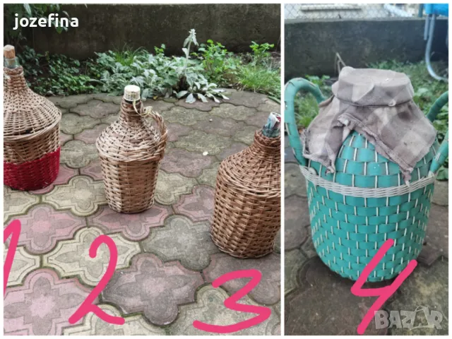 Продавам стъклени дамаджани с оплетка 