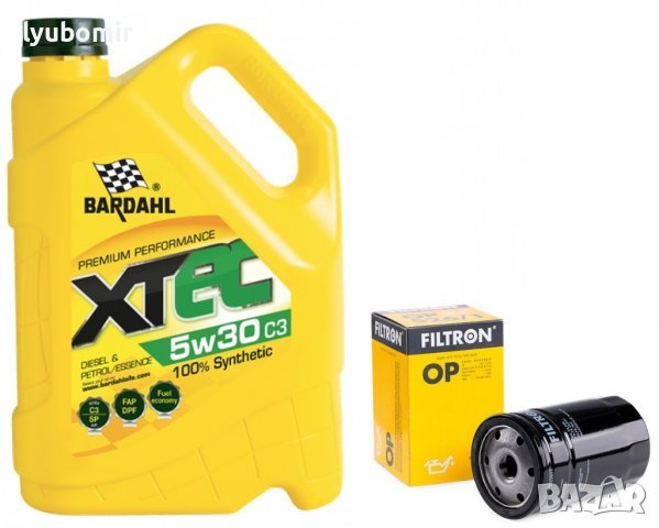 Комплект масло BARDAHL XTEC C3 5W30 5L + маслен филтър, снимка 1