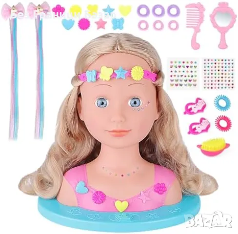 Нова Играчка за момичета – глава на кукла с аксесоари за коса и грим, снимка 1