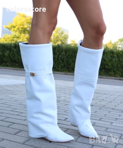Ботуши на платформа - бяла кожа - K-40, снимка 3 - Дамски ботуши - 41639849