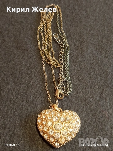 Колие с висулка във формата на сърце с инкрустирани кристали 51816, снимка 5 - Колиета, медальони, синджири - 53476621