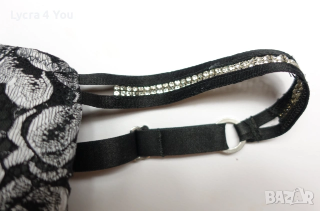MED луксозен черен сутиен със сива дантела и камъни, снимка 6 - Бельо - 53686143