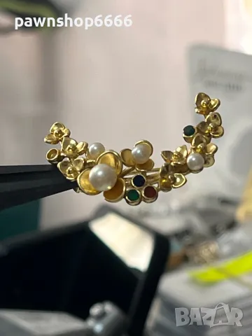 Сребърна брошка с позлата , снимка 11 - Антикварни и старинни предмети - 49986438